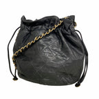 Chanel Shoulder Bag Quilted Lambskin Black Gold