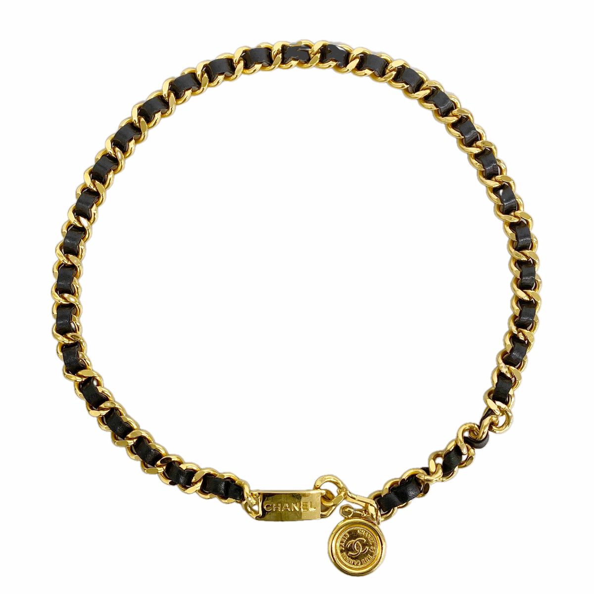 Chanel Belt Metal Black Gold