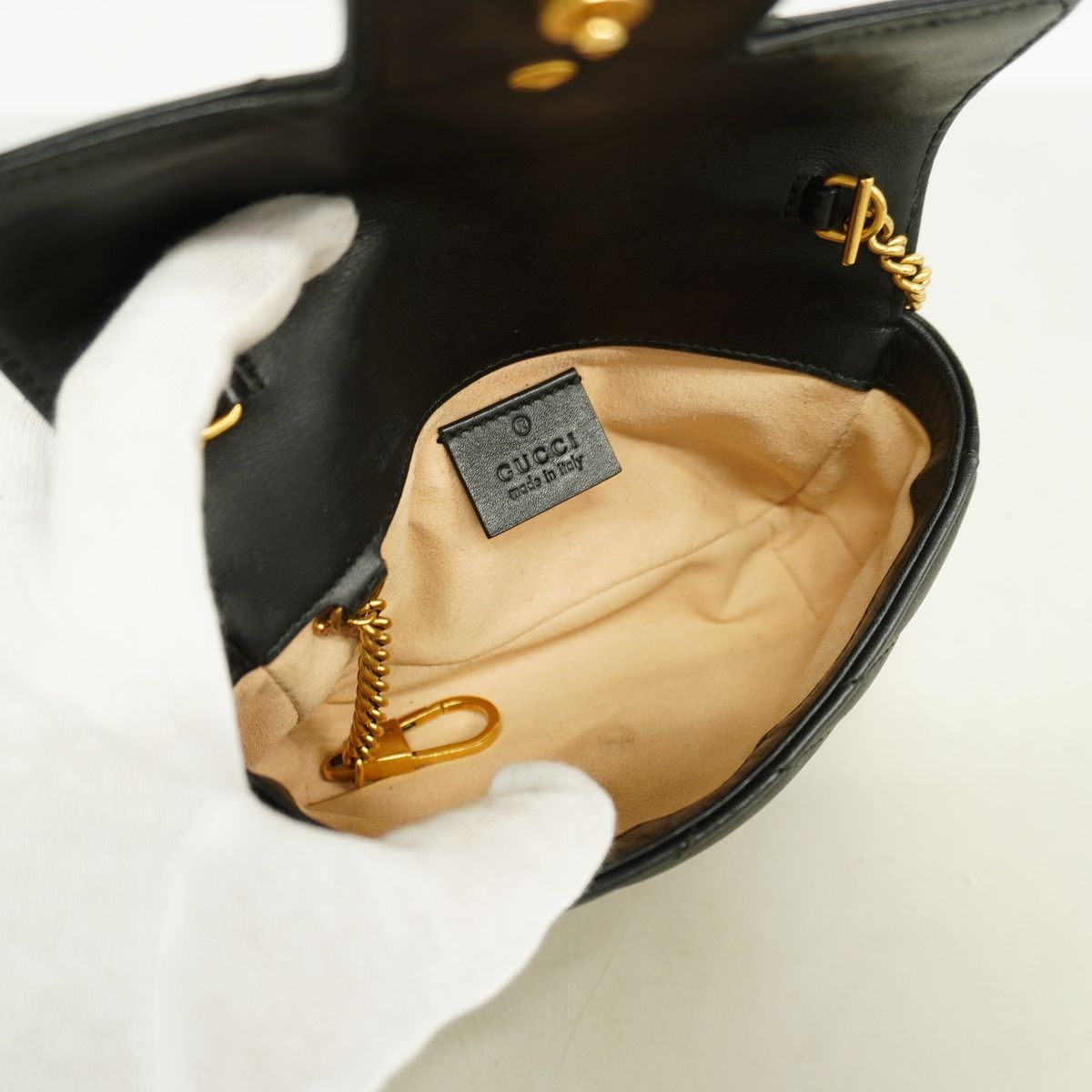 Gucci Shoulder Bag GG Marmont Leather Black Gold — view 4