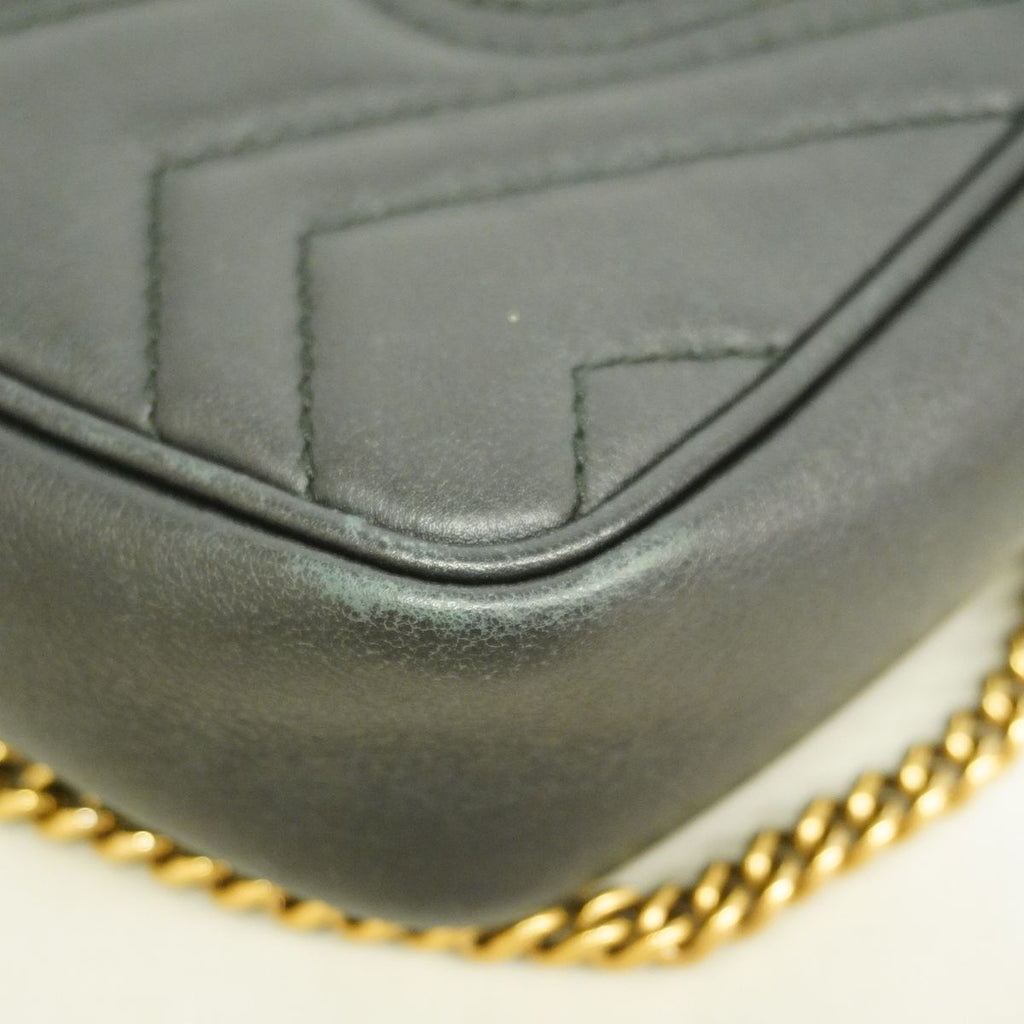 Gucci Shoulder Bag GG Marmont Leather Black Gold — view 7