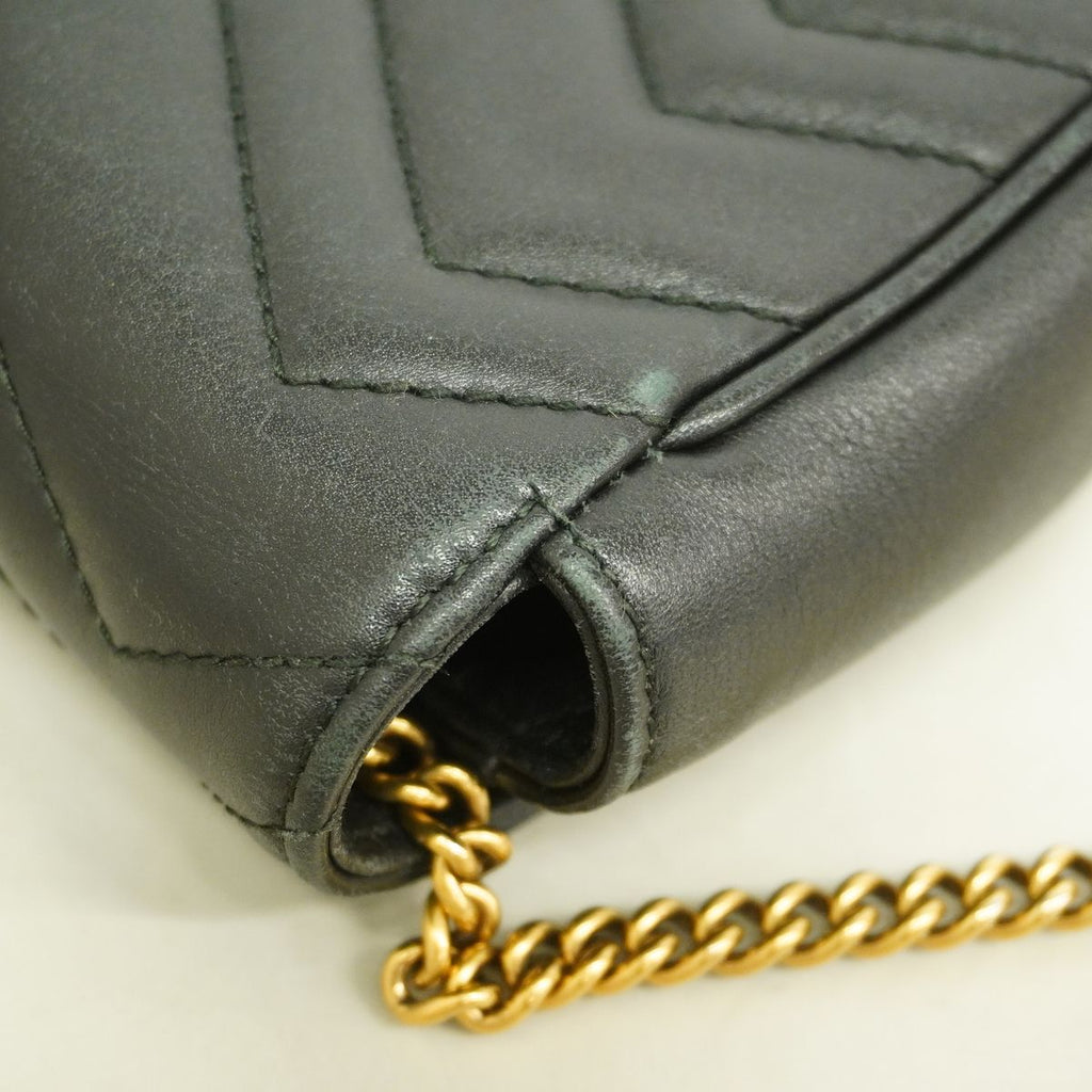 Gucci Shoulder Bag GG Marmont Leather Black Gold — view 6