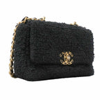 Chanel Handbag Chanel 19 Tweed Black Gold 2-Way Bag — view 2