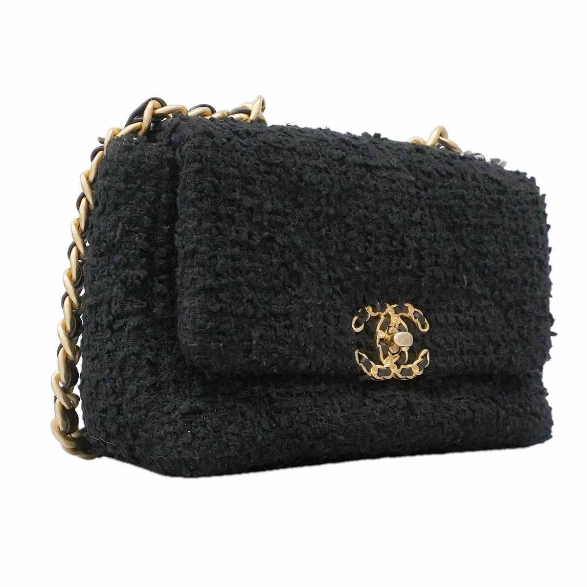 Chanel Handbag Chanel 19 Tweed Black Gold 2-Way Bag — view 2