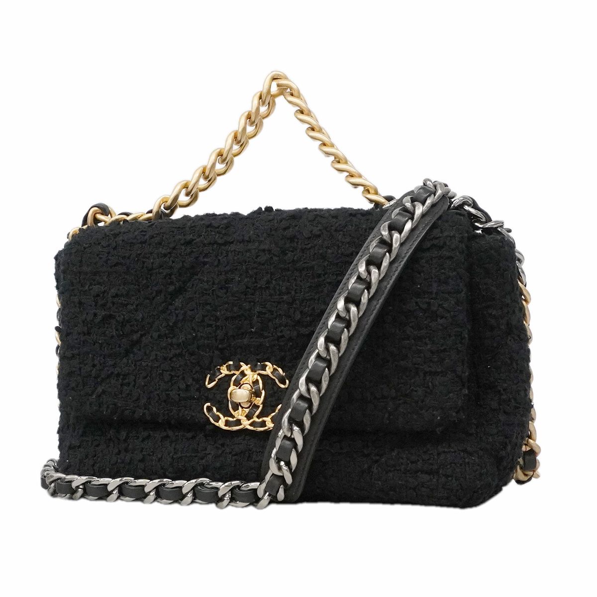 Chanel Handbag Chanel 19 Tweed Black Gold 2-Way Bag