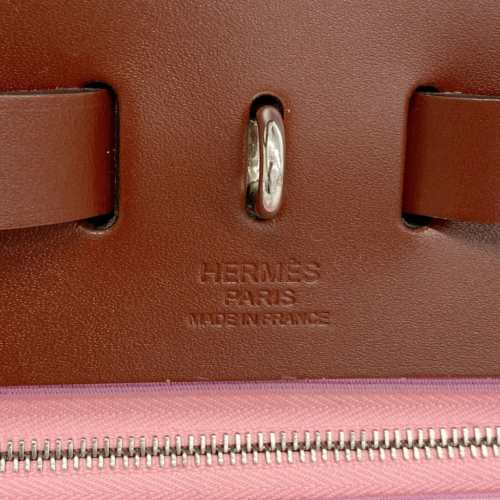 Hermes Handbag Herbag Zip PM Toile Officier Red Silver 2-Way Bag — view 5
