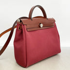 Hermes Handbag Herbag Zip PM Toile Officier Red Silver 2-Way Bag — view 2