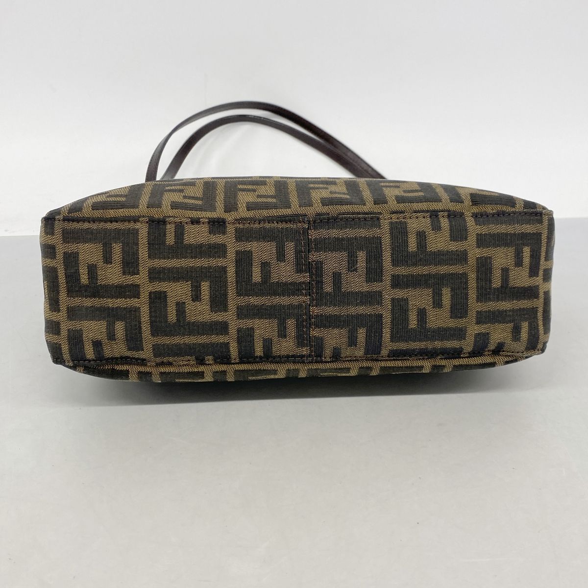 Fendi Shoulder Bag Zucca Nylon Canvas Brown Silver — view 3