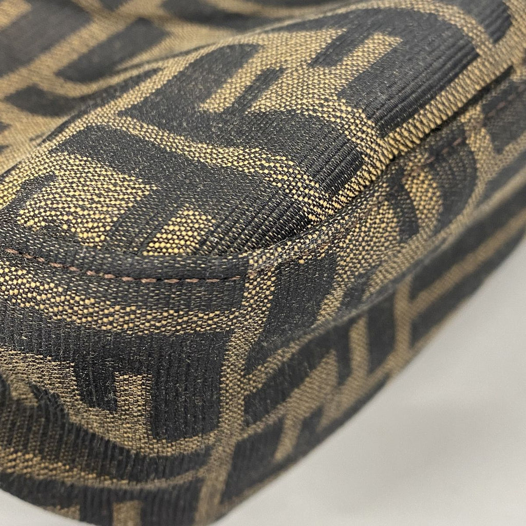 Fendi Shoulder Bag Zucca Nylon Canvas Brown Silver — view 6