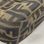 Fendi Shoulder Bag Zucca Nylon Canvas Brown Silver — view 6
