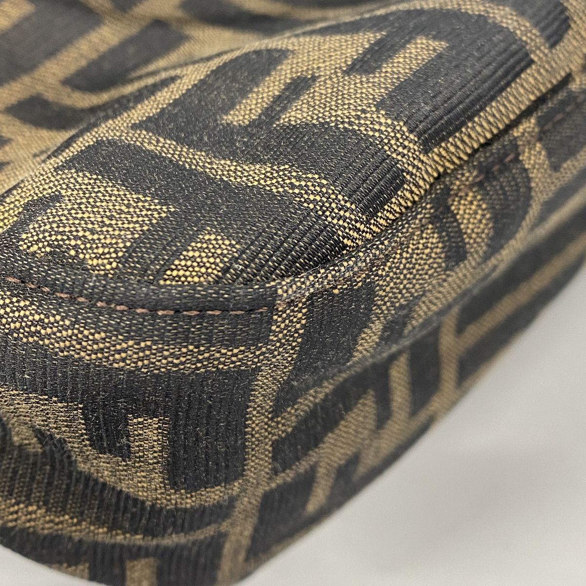 Fendi Shoulder Bag Zucca Nylon Canvas Brown Silver — view 6