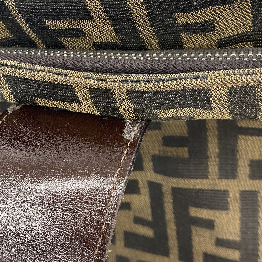 Fendi Shoulder Bag Zucca Nylon Canvas Brown Silver — view 7