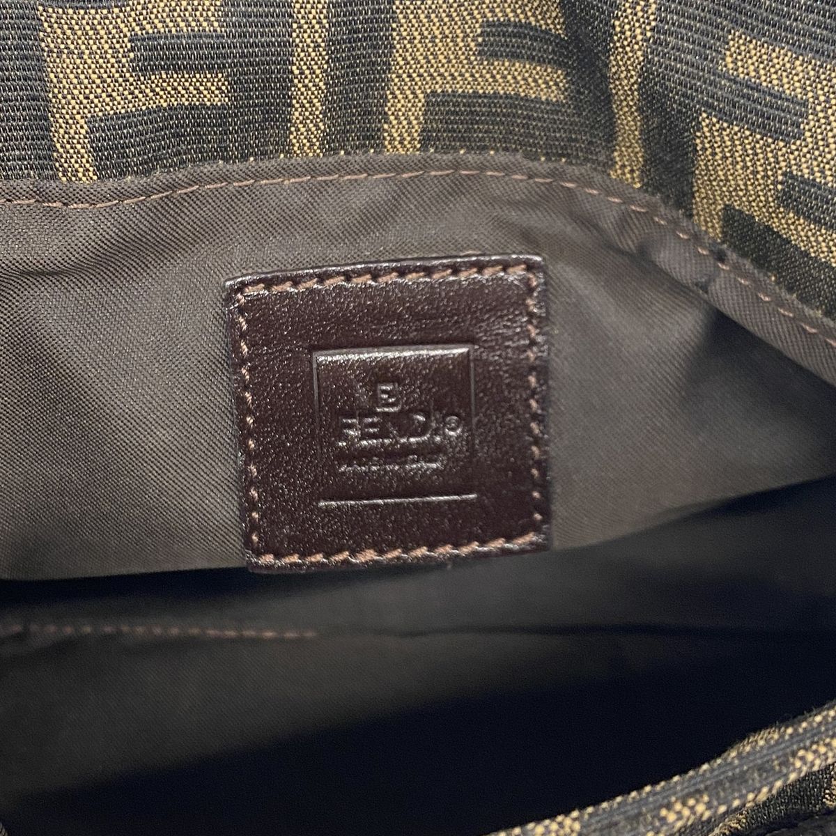 Fendi Shoulder Bag Zucca Nylon Canvas Brown Silver — view 5