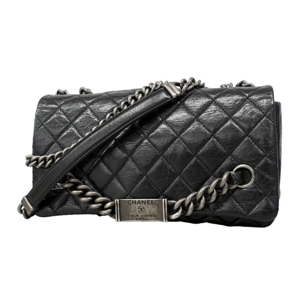 Chanel Shoulder Bag Ryu Cambon Calfskin Black Silver