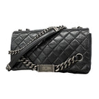 Chanel Shoulder Bag Ryu Cambon Calfskin Black Silver