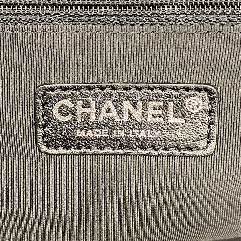 Chanel Chain Tote Bag Quilted Lambskin Black Silver — view 5