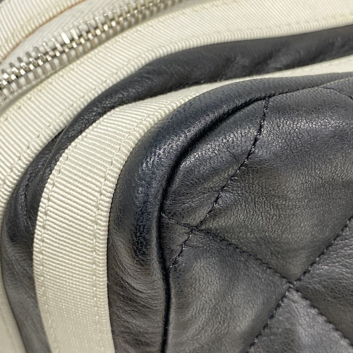 Chanel Chain Tote Bag Quilted Lambskin Black Silver — view 7