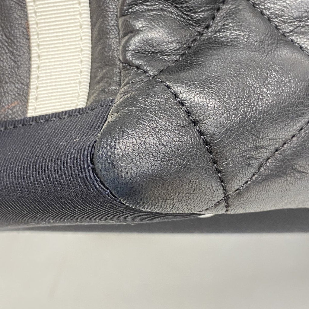 Chanel Chain Tote Bag Quilted Lambskin Black Silver — view 6