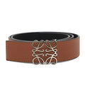 Loewe Belt Leather Brown Silver 35/34