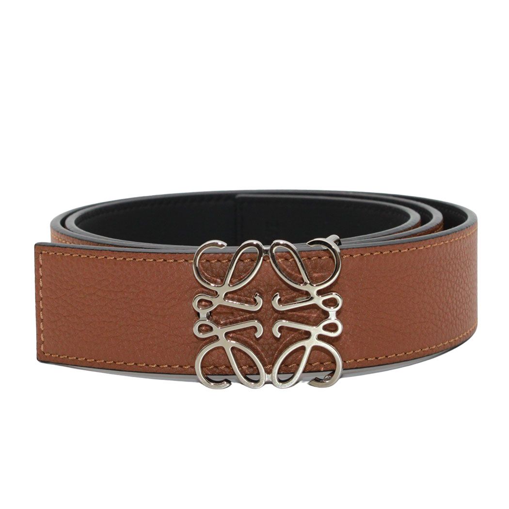 Loewe Belt Leather Brown Silver 35/34