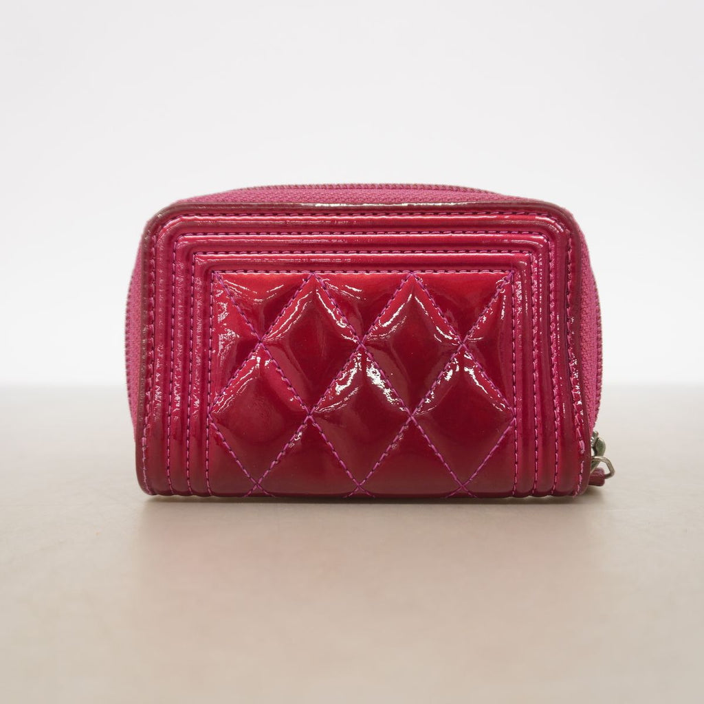 Chanel Coin Purse Boy Patent Leather Pink Silver — view 8