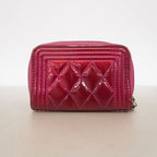 Chanel Coin Purse Boy Patent Leather Pink Silver — view 8