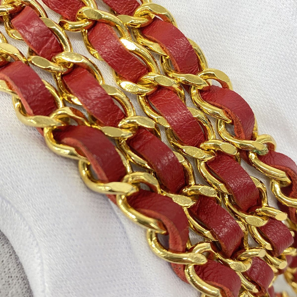 Chanel Belt Metal Gold Red — view 5