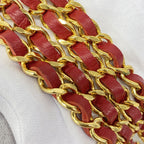 Chanel Belt Metal Gold Red — view 5
