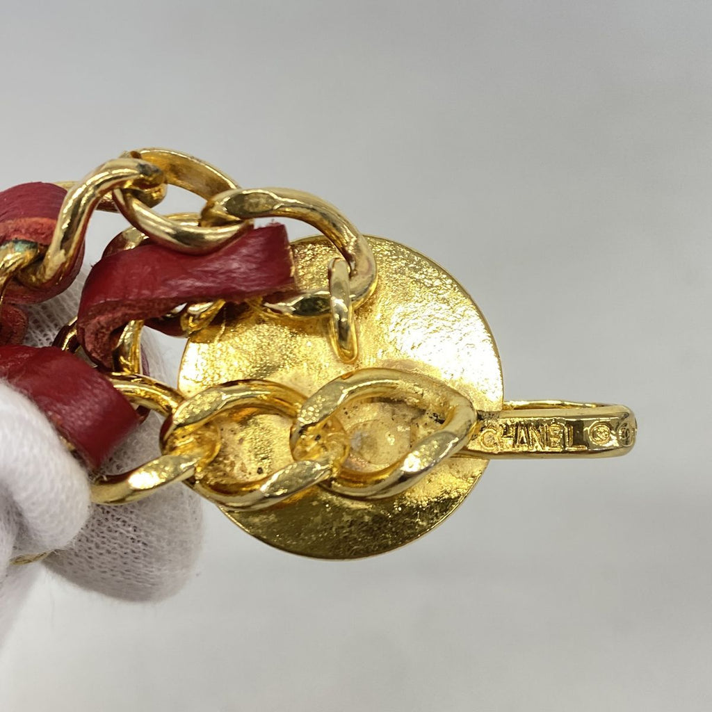 Chanel Belt Metal Gold Red — view 4
