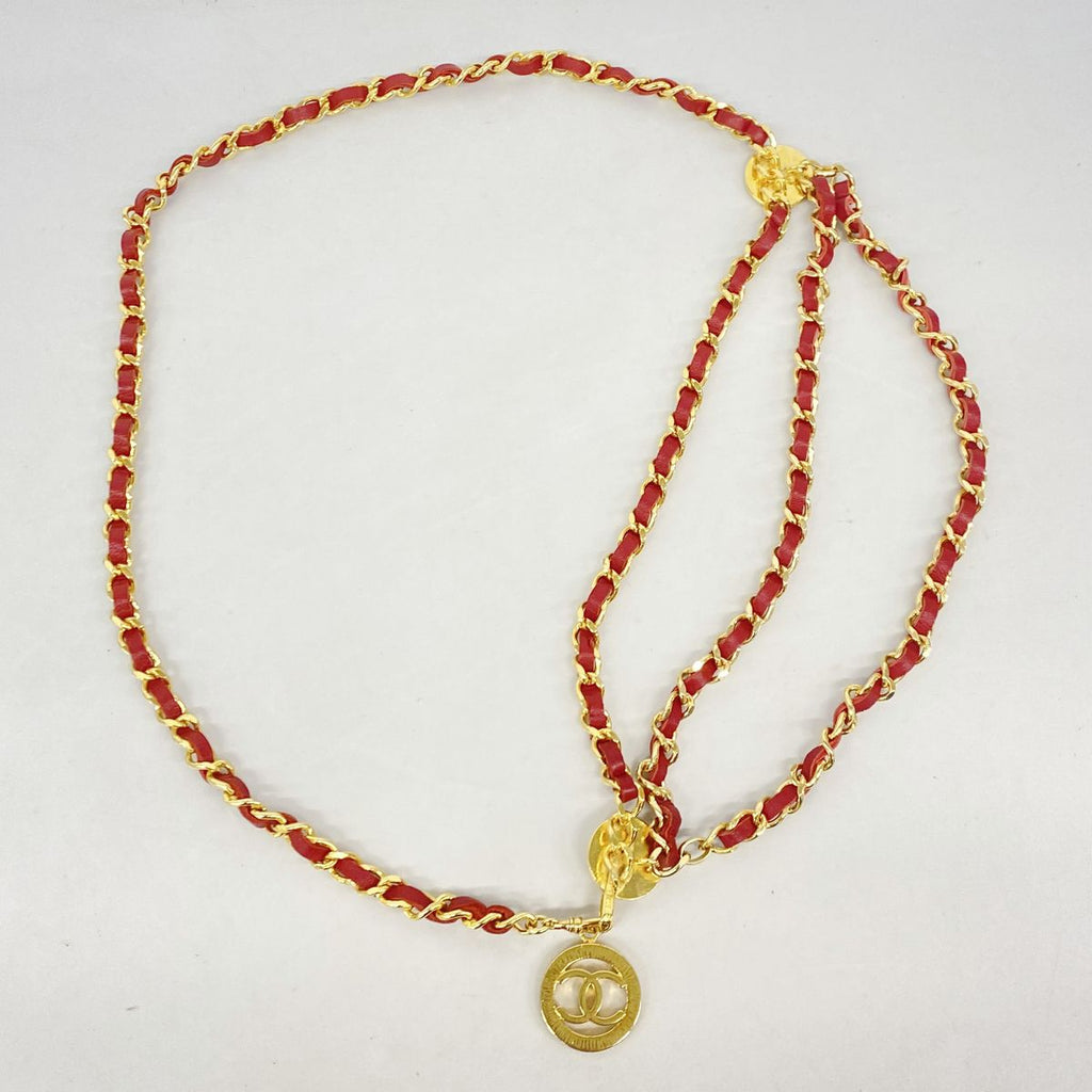 Chanel Belt Metal Gold Red — view 6