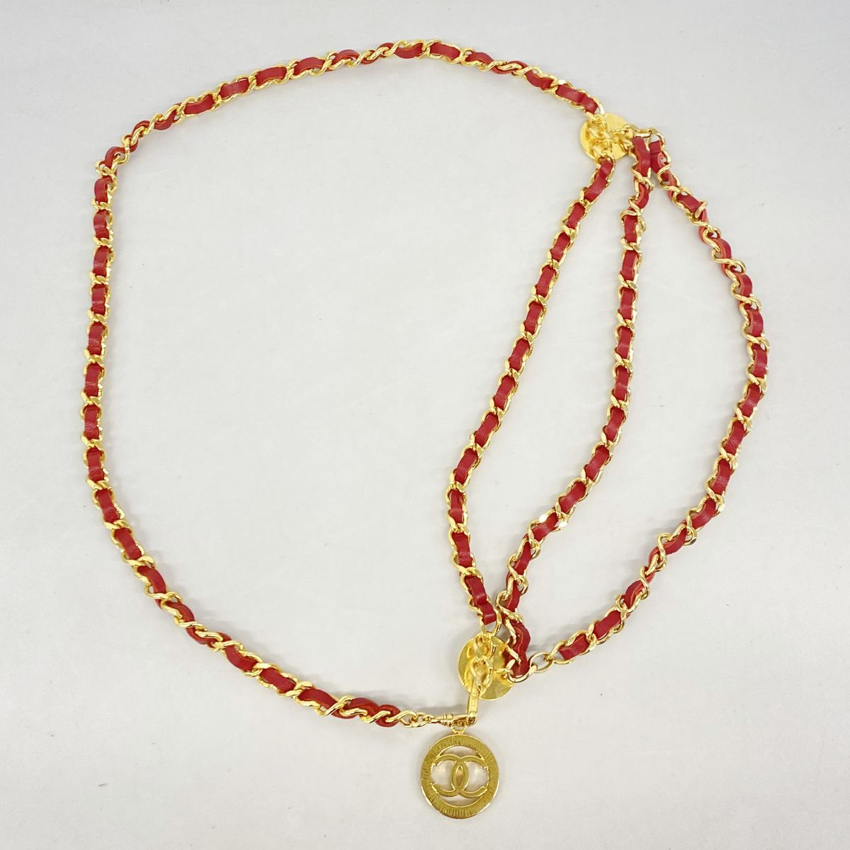 Chanel Belt Metal Gold Red — view 6