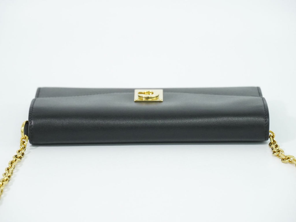 Celine C 2-Way Chain Wallet Shoulder Bag Clutch Pochette Leather Black — view 5