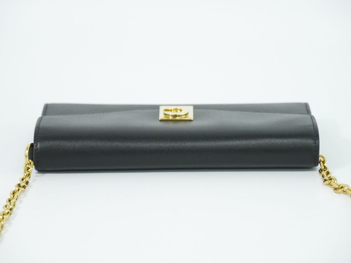 Celine C 2-Way Chain Wallet Shoulder Bag Clutch Pochette Leather Black — view 5