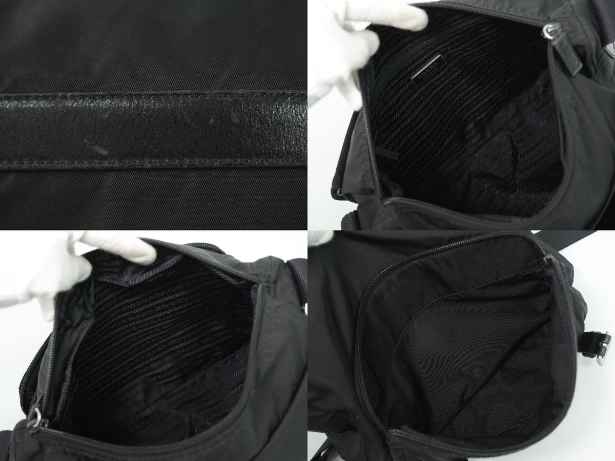 Prada Nylon Shoulder Bag Pochette Black — view 8
