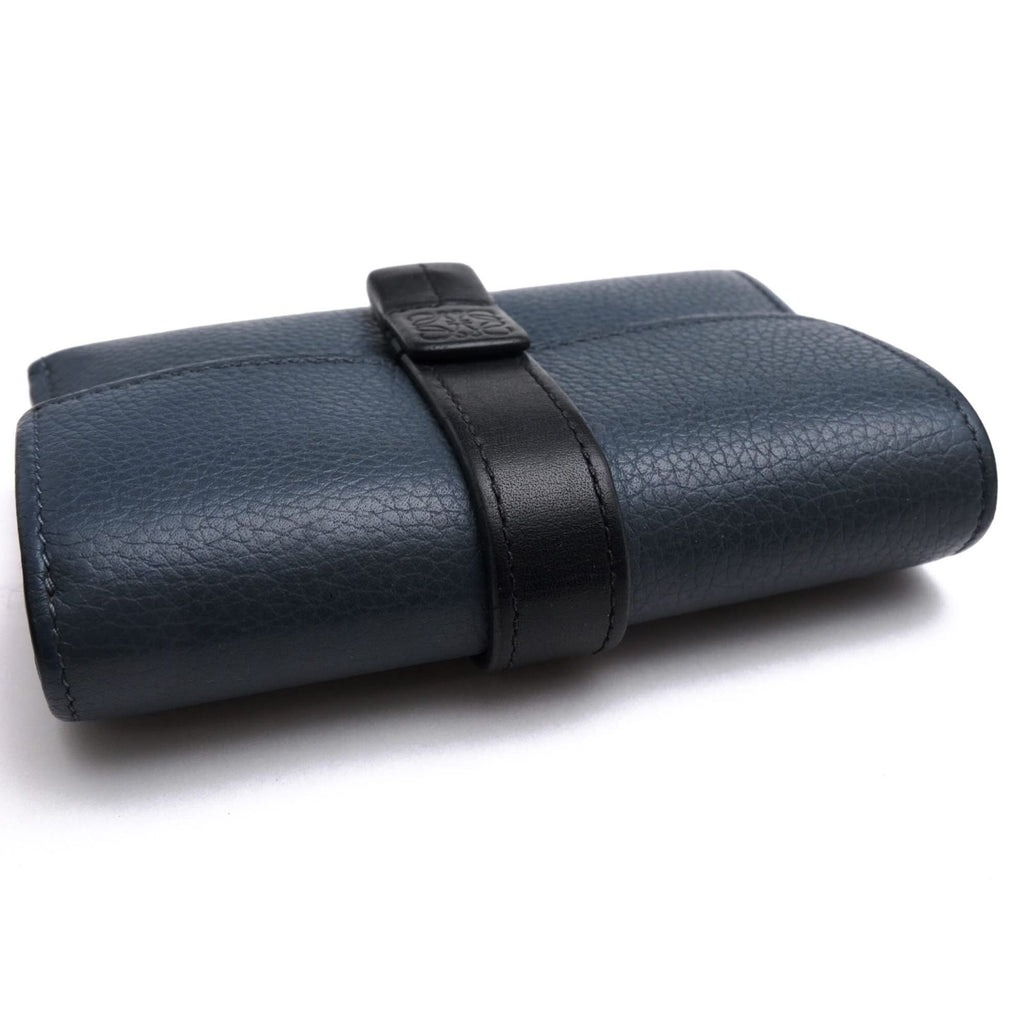 Loewe Wallet Leather Navy Small Vertical in Soft Compact — view 3