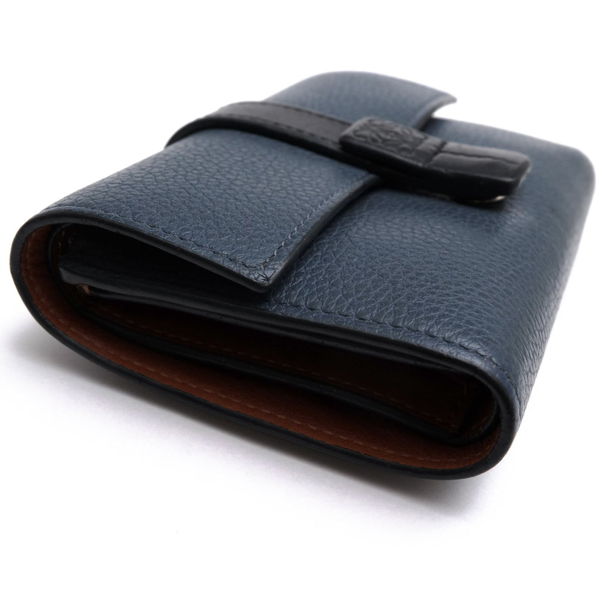 Loewe Wallet Leather Navy Small Vertical in Soft Compact — view 5