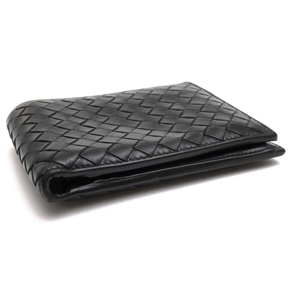Bottega Veneta Wallet Leather Black Bifold with Coin Purse Mesh Intrecciato — view 4
