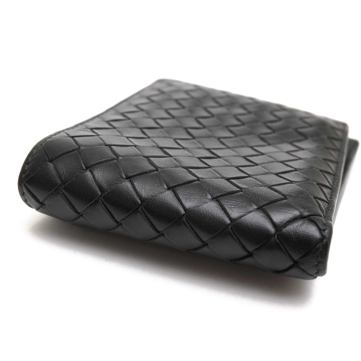 Bottega Veneta Wallet Leather Black Bifold with Coin Purse Mesh Intrecciato — view 5