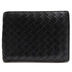Bottega Veneta Wallet Leather Black Bifold with Coin Purse Mesh Intrecciato