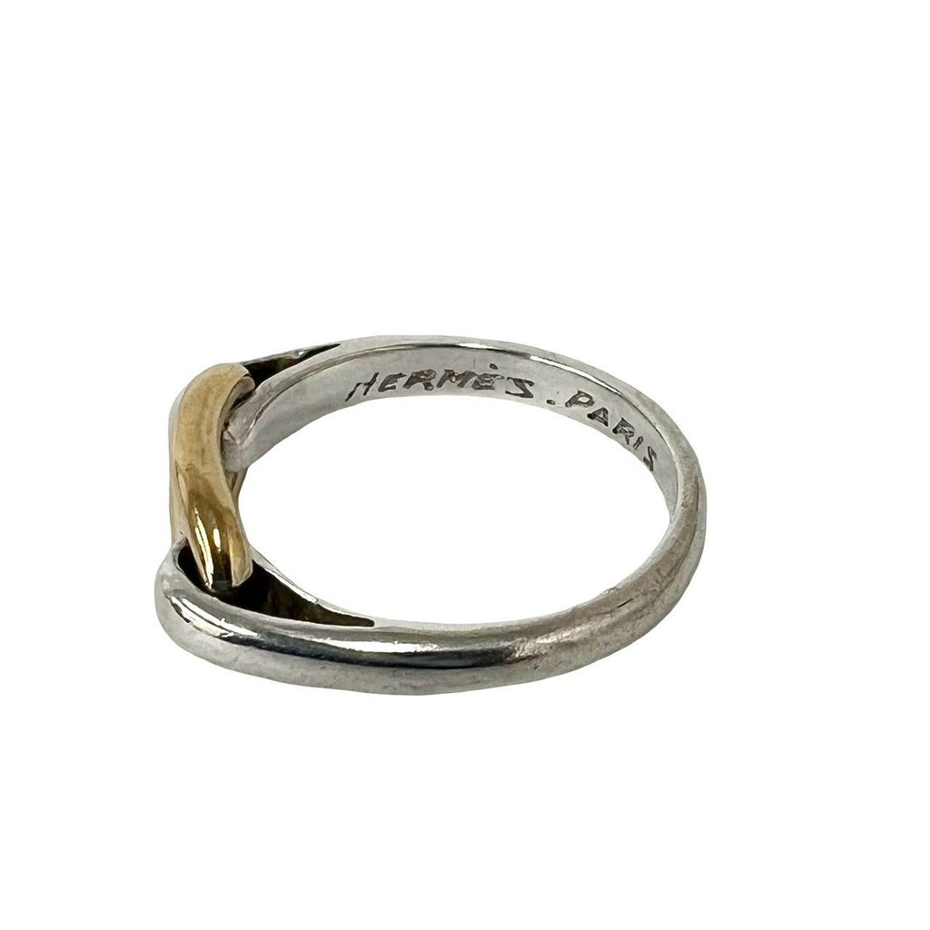 Hermes Vintage Chaine D'ancre Ring Silver Yellow Gold — view 3