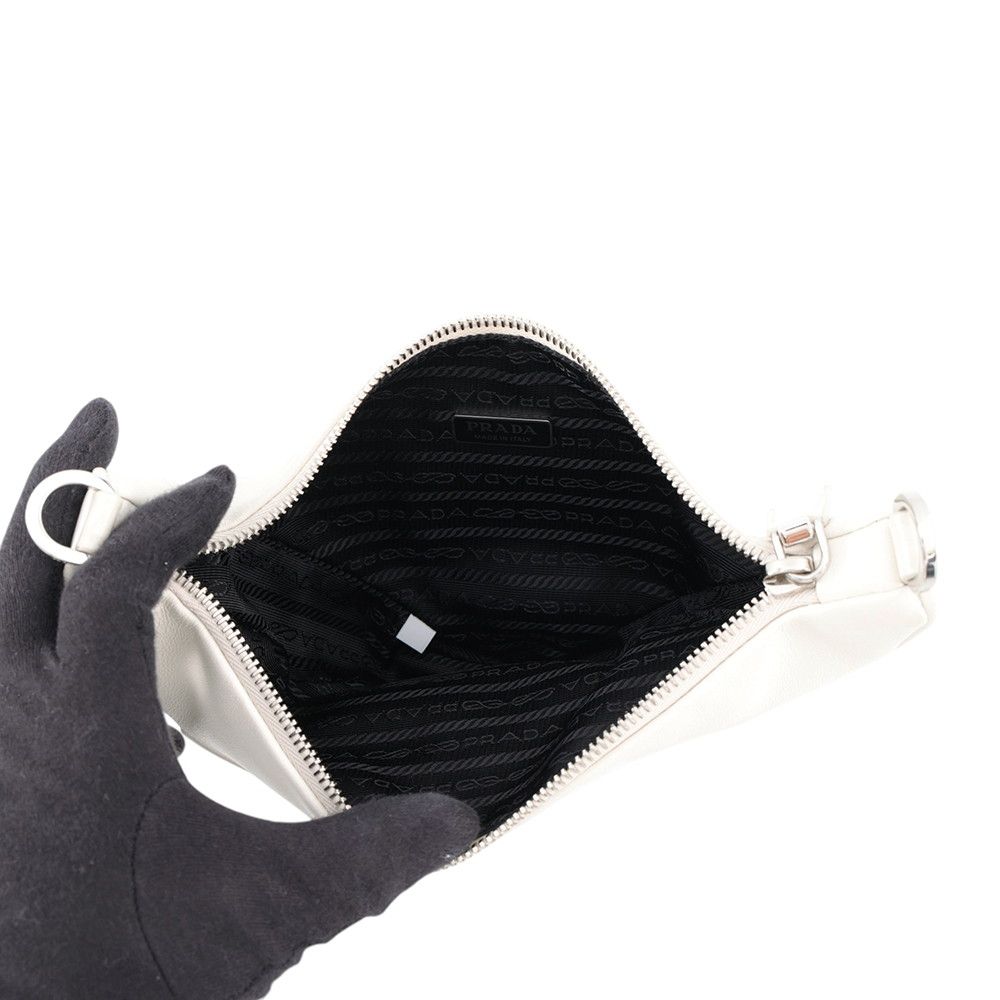 Prada Shoulder Bag Leather Triangle Logo Mini 2-Way White — view 6