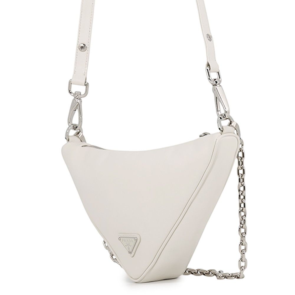 Prada Shoulder Bag Leather Triangle Logo Mini 2-Way White — view 2