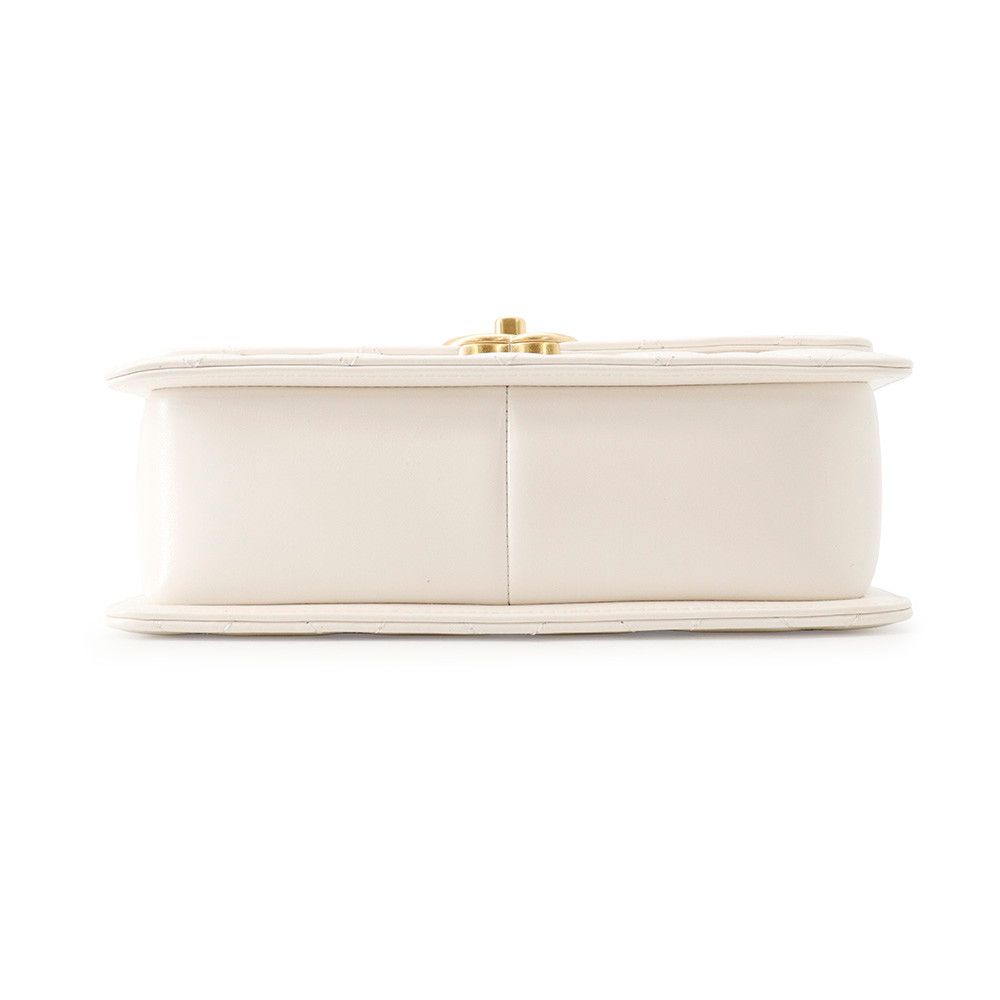 Chanel Chain Shoulder Bag Quilted CC Logo Calfskin White — view 3