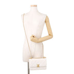 Chanel Chain Shoulder Bag Quilted CC Logo Calfskin White — view 5