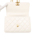 Chanel Chain Shoulder Bag Quilted CC Logo Calfskin White — view 6