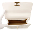 Chanel Chain Shoulder Bag Quilted CC Logo Calfskin White — view 7