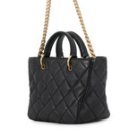 Chanel Handbag Quilted CC Logo Small Shopping Bag Lambskin 2-Way Black — view 2