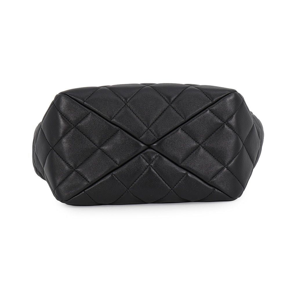 Chanel Handbag Quilted CC Logo Small Shopping Bag Lambskin 2-Way Black — view 3