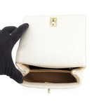Chanel CC Logo Quilted Coco Handle XXS Caviar Leather 2-Way Shoulder Bag White — view 6