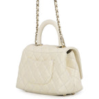 Chanel CC Logo Quilted Coco Handle XXS Caviar Leather 2-Way Shoulder Bag White — view 2