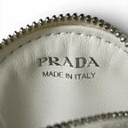 Prada Portamonete Vitello Daino Triangle Logo Round Coin Purse White — view 8
